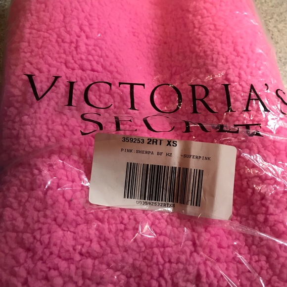 Vs pink boyfriend half zip Sherpa pullover pink XS - Picture 3 of 4